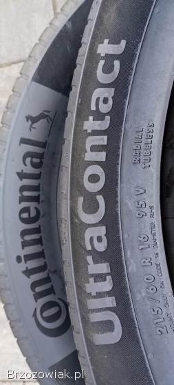 215/60r16 CONTINENTAL / KUMHO,  7-8mm,  jak nowe,  4 opony 16 cali,  2024