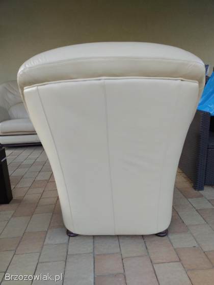 Sofa skórzana wraz z fotelami 2szt.  kolor kremowy