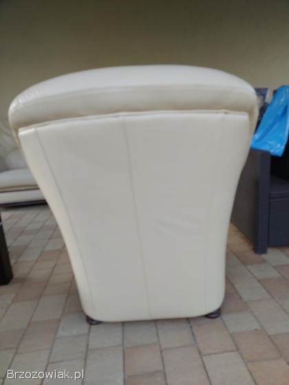 Sofa skórzana wraz z fotelami 2szt.  kolor kremowy