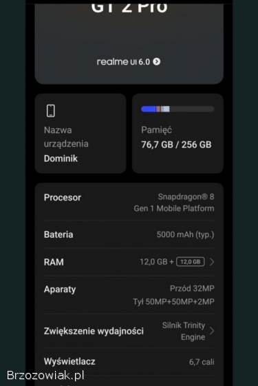 Realme GT2 Pro Ram 12(24)/256 GB Jak nowy 120Hz EtuiFoliaŁadowarka