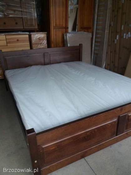 Łózka 160x200 drewniane z materacami nowe