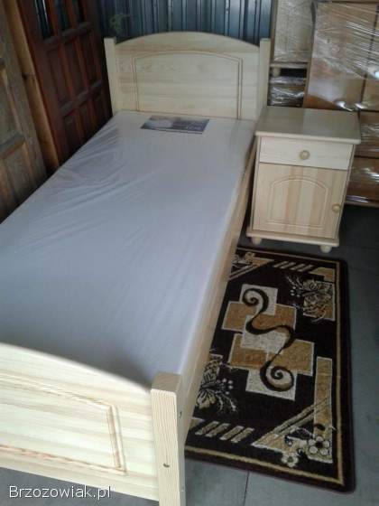 Łóżko 90x200 z drewna sosnowego z materacem nowe