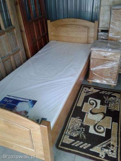 Łóżko 90x200 z drewna sosnowego z materacem nowe