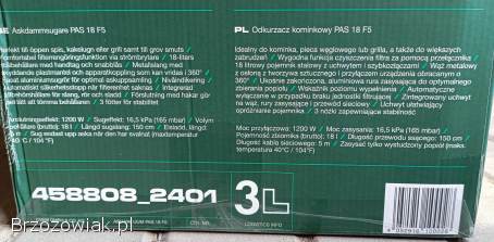 Odkurzacz do popiołu Parkside PAS 18 F5 o mocy 1200 W!  NOWE!