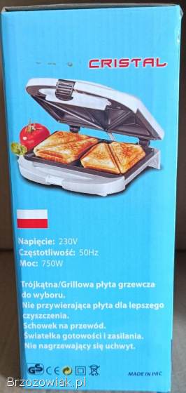 Opiekacz do kanapek Cristal Sandwich Maker -  idealny do tostów