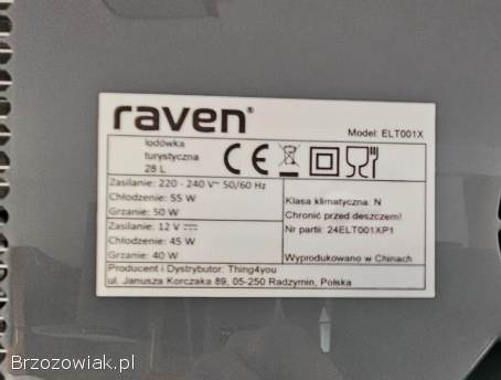 Lodówka turystyczna Raven ELT001X 28L Funkcja ogrzewania
