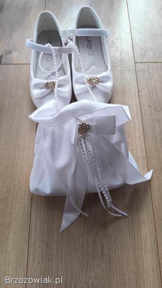 Alba Komunijna dla dziewczynki,  2x buty,  torebka,  wianek komplet