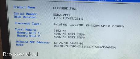 Laptop Fujitsu LifeBook S751 14.  1 i5-2520M 8GB