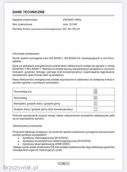 Kuchenka wolnostojąca AMICA z płytą ceramiczną