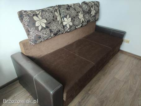 Sofa 3-4 osobowa rozkładana – brązowa,  z pojemnikiem na pościel