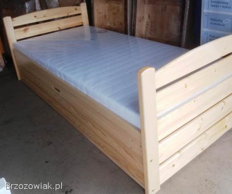 Łóżko 90x200 z drewna sosnowego z materacem nowe