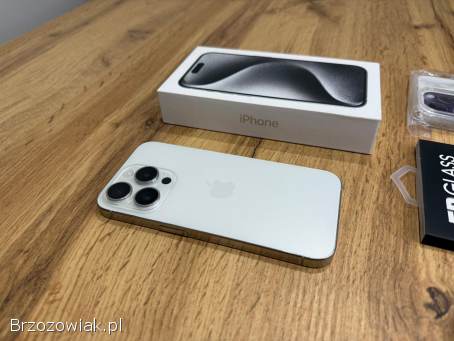 Okazja!  Iphone 15 Pro -  Tytanowa Biel!  Kondycja Baterii 100!  Polecam!