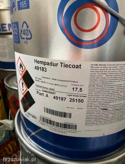 Farba epoxydowa hempel 17.  5kg plus utwardzacz 2.  5 kg ral 5004