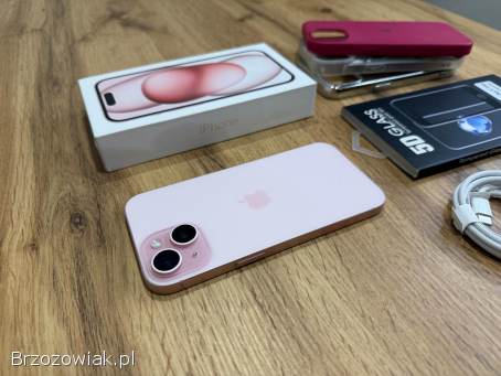 Okazja!  Piękny Iphone 15 -  Różowy!  Super Stan!  Gwarancja!  Kondycja Bat 100!