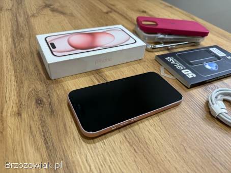 Okazja!  Piękny Iphone 15 -  Różowy!  Super Stan!  Gwarancja!  Kondycja Bat 100!