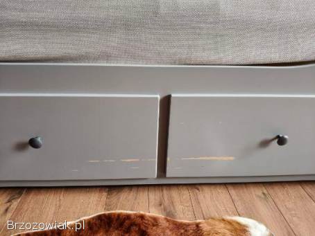 HEMNES-Rama leżanki z 3 szufladami,  szara 80/200cm
