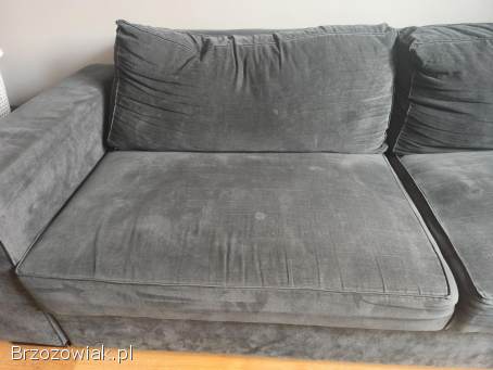 Sofa z funkcją spania i z pojemnikiem plus2 z puf pufy szara łóżko kanapa
