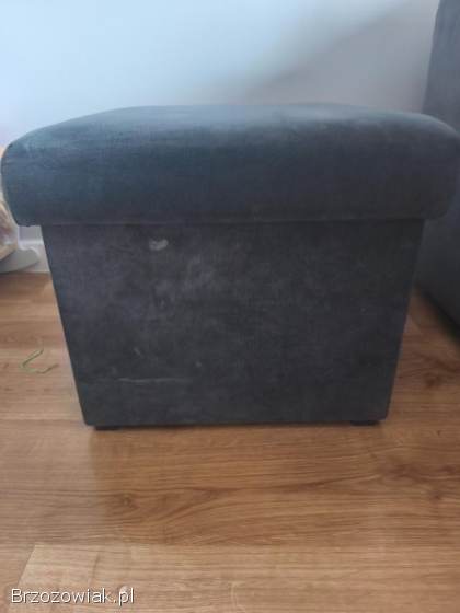 Sofa z funkcją spania i z pojemnikiem plus2 z puf pufy szara łóżko kanapa