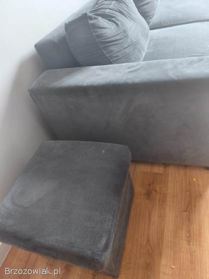 Sofa z funkcją spania i z pojemnikiem plus2 z puf pufy szara łóżko kanapa