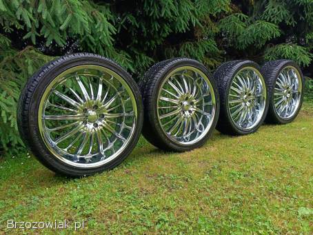 Alufelgi chromowane Akuza 22 R22 Belle 761 5x127 + opony Nexen 265/35
