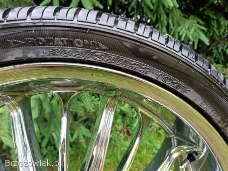 Alufelgi chromowane Akuza 22 R22 Belle 761 5x127 + opony Nexen 265/35