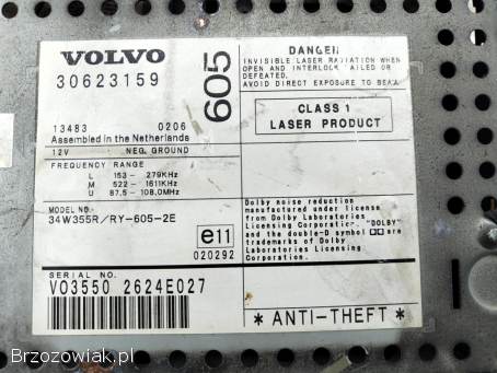 Oryginalne Radio Volvo HU-605 CD / Kaseta (Nr części: 30623159) -  Stan BDB
