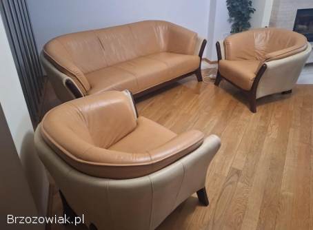 Zestaw mebli skórzanych 3+1+1 Prawdziwa skóra