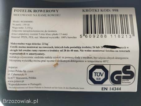 Fotelik roweriwy