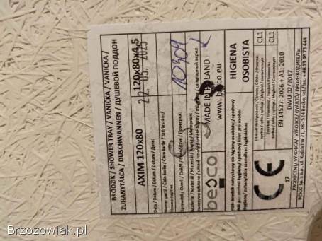 Nowy brodzik akryl sanitarny 120 80 Besco Axim