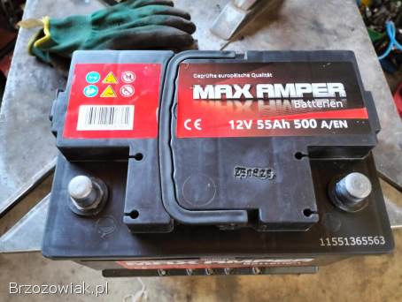 Akumulator Max Amper 55Ah 500A prawie nowy 120zl.
