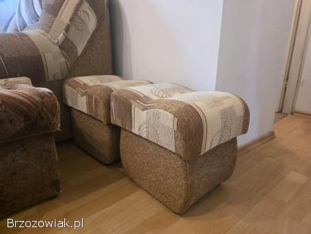Komplet sofa plus 2 fotele i 2 pufy