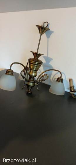 Żyrandol mosiężny kinkiet retro vintage