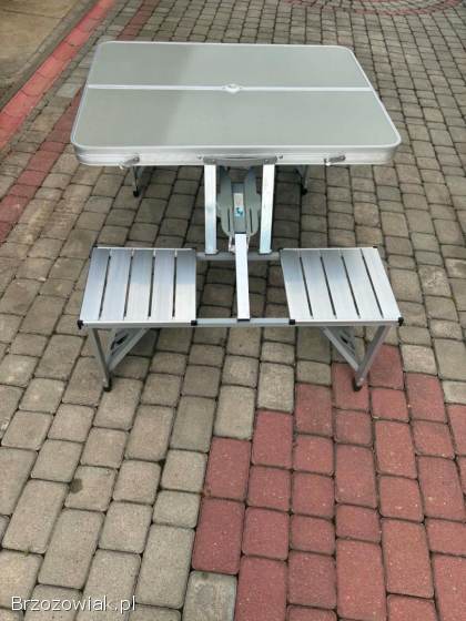 Aluminiowy stół kempingowy składany w walizkę z krzesłami