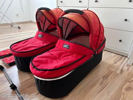 Wózek bliźniaczy / rok po roku TFK Twin (2w1: Spacerówka + 2x Gondola) + MEGA ZE