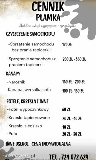 Pranie tapicerki samochodowej oraz meblowej