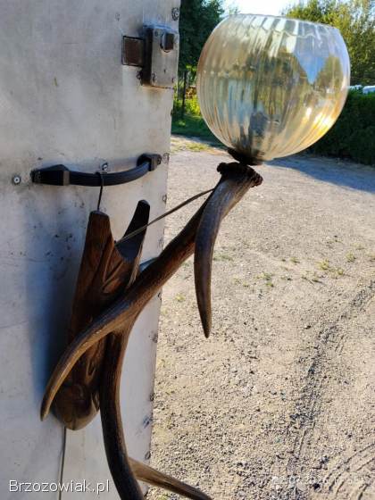 Lampa z rogu jelenia naścienna