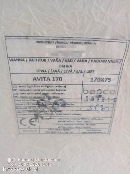 WANNA ASYMETRYCZNA 170x75