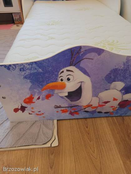 Łóżko dziecięce z materacem z motywem Krainy Lodu Frozen 70x140cm